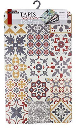 douceur d'intérieur, Tapis Rectangle (45 x 75 cm) Salou Orange, Mousse Imprimée