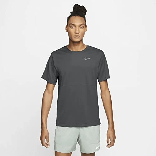 Nike Nk Breathe Run Top Ss T-Shirt - Iron Grey/Iron Grey/(Reflective Silver), M