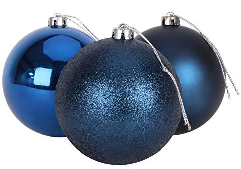 Christmas Concepts® 3-150mm Extra Large Baubles - Shiny, Matte & Glitter Design - Christmas Decorations (Midnight Blue)