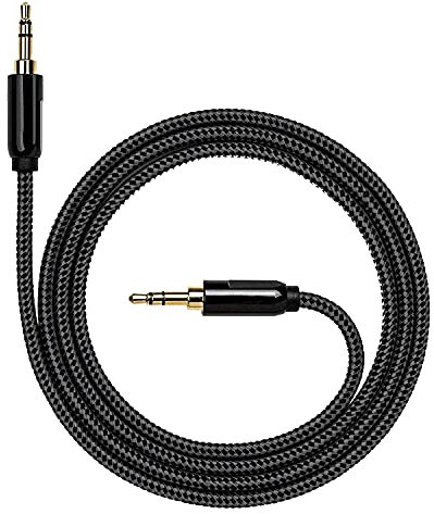 JAFSAL ONLINE 3.5mm Audio Aux Cable- 3.5mm Jack Male to Male Aux lead- Braided Auxiliary Cord- Compatible with Laptop, Smart Phones, iPhones, Ipad, Sony, Tablets, Speaker, Headphones- (Black)