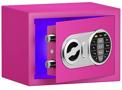 SamYerSafe Coffre-fort avec capteur de lumière, avec clavier numérique électronique, construction en acier dissimulé avec serrure, petit coffre-fort pour bureau, maison, hôtel (rose)