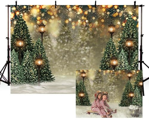 MEHOFOND 2,1 x 1,5 m Winter Weihnachtsbaum Schneeflocke Grün Neugeborenen Fotografie Hintergrund Schnee Szene Glitzer Portrait Weihnachten Geburtstag Banner Baby Shower Photo Booth Requisiten