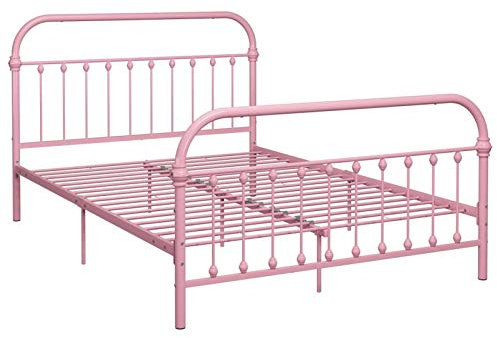 Tidyard Bettgestell Bett Metallbett Schlafzimmerbett Einzelbett Bettrahmen Schlafzimmermöbel Lattenrost Rosa Metall 160x200cm