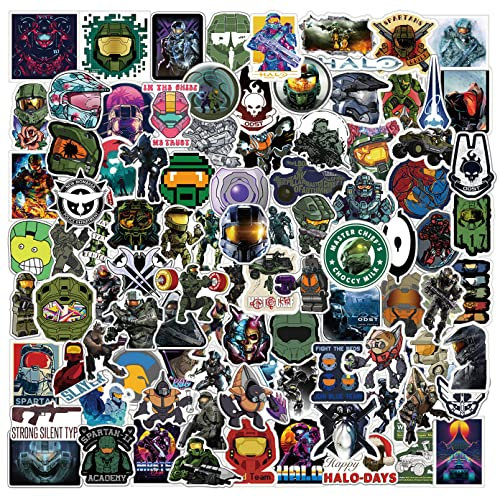 100 Stück Halo-Aufkleber von The Master Chief Collection, klassisch, cooles Schießspiel, Vinyl, wasserdichte Aufkleber für Wasserflasche, Kinder, Teenager, Erwachsene, Handyhülle, Skateboard (Halo)