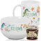 GRAZDesign Frühstücksset Kinder personalisiert mit Namen – Meerjungfrau Müslischale mit Tasse aus Keramik - 3-teiliges Geschirrset - Geschenkset für Jungen und Mädchen, spülmaschinengeeignet