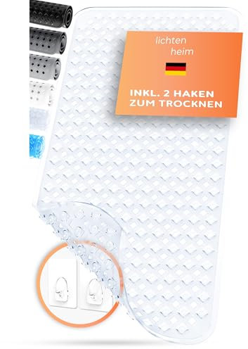 LICHTENHEIM Badewannenmatte rutschfest 88x40cm | BPA frei Antirutschmatte Badewanne | rutschfeste Badematte für Baby, Kinder & Senioren | Rutschmatte Anti Rutsch | Badewanneneinlage Durchsichtig
