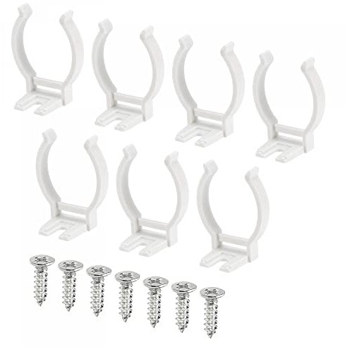sourcing map T8 U Clips Holder Bracket Fluorescent Tube Light Fixture Plastic Pipe End Clamps Base with Screws for LED Bulbs Ceiling Lamp, White Pack of 10