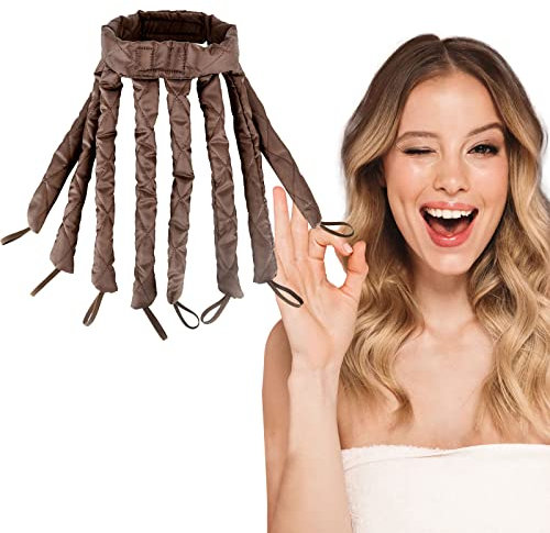 New Lockenwickler Locken ohne Hitze, Heatless Curls Band Octopus für lange und mittellanges Haar (Braun)