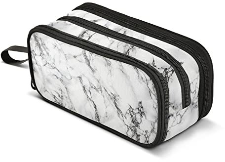 CHIFIGNO Große Kapazität, Marmor-Textur, graue und weiße Federtasche, Reißverschluss, Stifteetui, Tasche, Halter, Kosmetiktasche für Mädchen, Jungen, Business, Büro