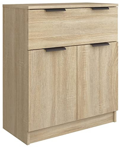 vidaXL Sonoma Oak Sideboard - Modern Engineered Wood Cabinet with 1 Drawer, 2 Doors - Sturdy and Moisture- Storage Furniture for Living Room or Bedroom