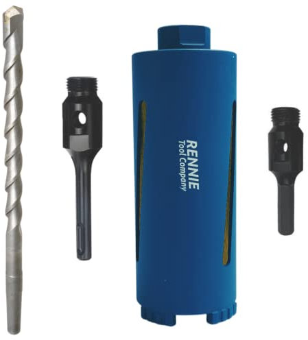 78mm x 150mm Long Diamond Core Drill Bit Set Includes SDS Adapter, Hex Shank Adapter & Centre Drill Bit. To Be Used In Concrete Masonry Brick Block Stone Granite Diamond Drill Bit Core Accessories