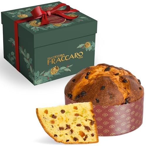 Klassischer handwerklicher Panettone 1 kg – Panettone mit kandierten Früchten und Rosinen, Pasticceria Fraccaro 1932, nur mit Mutterhefe, Dessert Made in Italy, Geschenkbox
