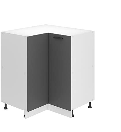 Belini Unterschrank Küche, Küchenunterschrank 90 cm Breite. SNP Küchenunterschrank ohne Arbeitsplatte. Eckschrank Küche mit 1 Tür, Silber matt