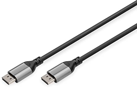 DIGITUS 8K/60Hz Displayport Verbindungskabel - DP zu DP - Displayport 1.4-4k/144Hz - 1 m - Aluminiumgehäuse - Kompatibel mit Monitor, Gaming-Grafikkarte - Schwarz