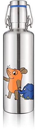 soulbottles steel light 0,75 l „DieMaus Hand in Hand“ • einwandige Trinkflasche aus Edelstahl • plastikfrei, nachhaltig, auslaufsicher …