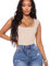 Aranmei Body sexy da donna con scollo quadrato senza maniche canotta body Teddy Clubwear per uscire, Albicocca, XXL
