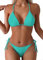 Tainehs Maillot de bain pour femme, bikini avec haut triangle et string avec liens à nouer sur les deux côtés, Vert lac, Taille XS