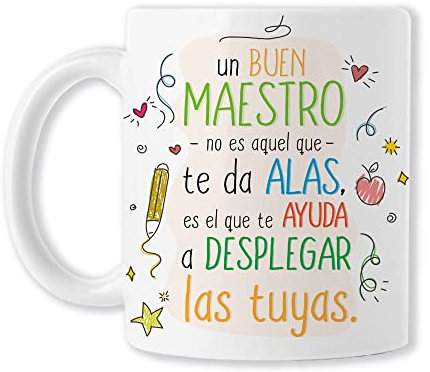 BAOBAB REGALOS Un buen Maestro Es El que Te Ayuda a Desplegar Las Tuyas - Taza Profesores y Profesoras Fin De Curso - maestro - maestra. Cerámica blanca Ideal Para Beber Café