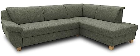 DOMO. collection Ecksofa Panama, klassisches Ecksofa in L-Form, Eckcouch, Sofa Couch, Ecke 254 x 186 cm, in grün