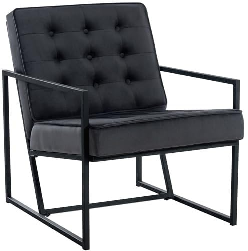 CLP Lounger Avon Samt - Lesesessel Mit Gestepptem Samtbezug Und Stabilem Metallgestell, Farbe:grau