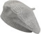ZLYC Damen Baskenmütze Klassische Französischen Barett Einfarbig Warm Beret(Kabelstrick Grau)