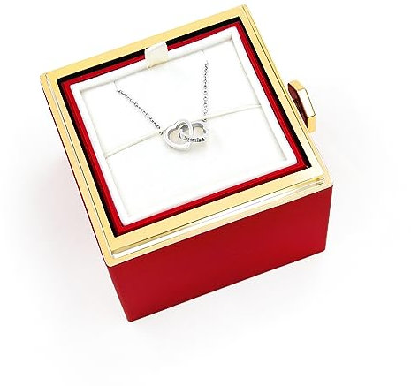 Uloveido Dainty Custom Engraved Heart Necklace Double Heart Interlock Pendant Choker Necklaces for Women or Teen Girls Y3983 (Silver Color)