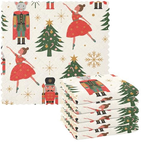 GuoChe Christmas Tree Nutcracker Microfiber Cleaning Cloths Summer Tea Towels Kitchen Printed Cotton Terry Kitchen Towels Handmade Kitchen potholders Towels