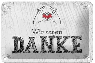 FEMER Blechschild Spruch wir Sagen Danke Herz 18x12cm Geschenk Dekoration