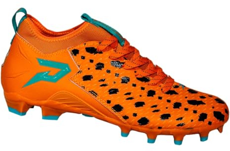 Phenom Elite The Flintstones Bedrock Blitz Football Cleats – Quantum Speed | Orange & Teal Limited Edition | Lightweight Performance Cleats for Men’s & Kids (Medium, 6)