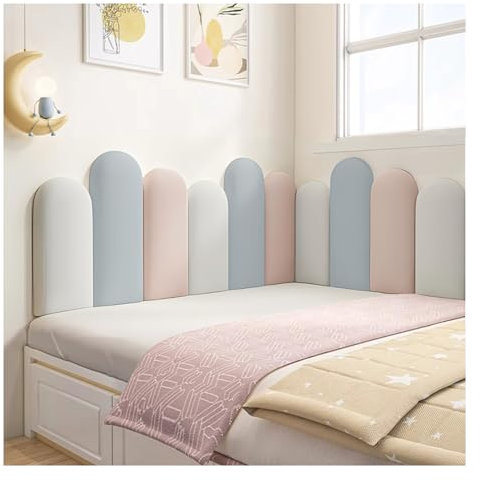 Wzmazingly Peel And Stick Headboard, 3D Kids Anti-collision Wall Padding, Sponge Upholstered Wall Panels, For Children's Bedroom Wall Design (Color : D, Size : 200cm)