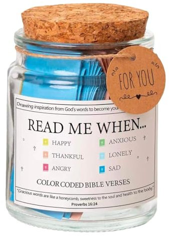 Bibelverse Im Glas - Farbcodiertes Schriftglas | Bibelversen Glas Für Emotionen Gefühle Gebetsanfragekarten | Christliche Kirchengeschenke Oder Dankeschön | Spenden Sie Den Trost Des Wortes Gottes
