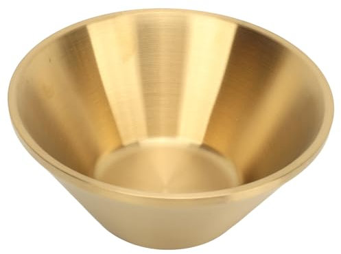 AZMUDE Ensaladeras de acero inoxidable, cuenco dorado decorativo de doble capa para cocina, mezcla, preparación para hornear, dorado (23cm)