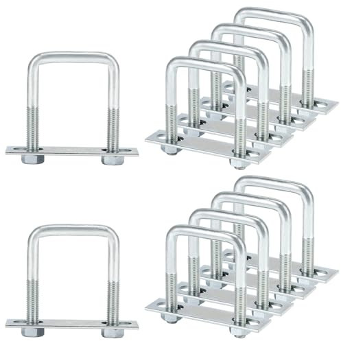 QWORK® Pack de 10 supports d'arrimage M12 800daN en acier galvanisé - pour remorques, camions, fourgons - comprenant contre-plaque et écrous M12