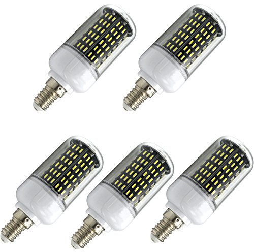Aoxdi 5 Stück LED Lampe Leuchtmittel für E14 Sockel 12W, Kaltweiß, 138 SMD 4014 Ersatz für herkömmliche Glühbirnen, Nicht Dimmbar, AC220-240V