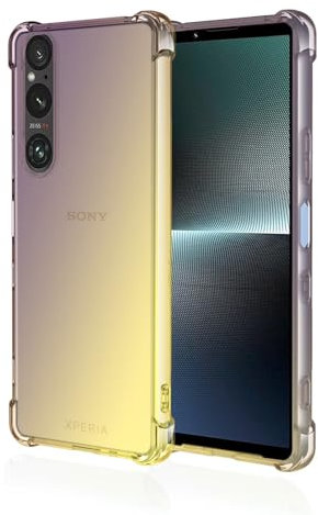 EASSGU TPU Silikon Handyhülle für Smartphone, Compatible with Sony Xperia 1 VI (Sixth Generation) (6.5 Inches), Durchsichtig Farbverlauf Case, Anti Drop und Anti Scratch Schutzhülle - Schwarzes Gold