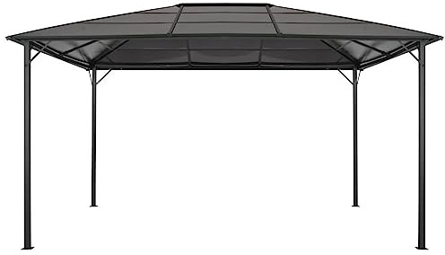 Homgoday Pavillon mit Dach, Aluminium, 4 x 3 x 2,6 m, Schwarz