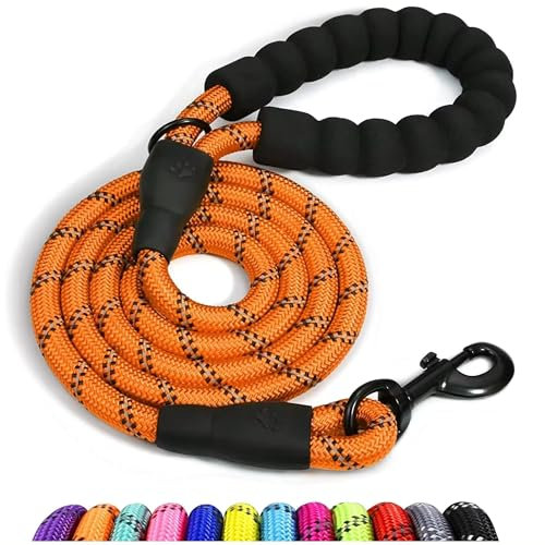 Spanner In The Works® | Orange Dog Leads For Large Dogs - Reflective Leashes, 1.5 Metre Long, Thick 13mm Anti Pull | Comfort Handle, Hi-Vis Dog Lead, Strong 360 Swivel