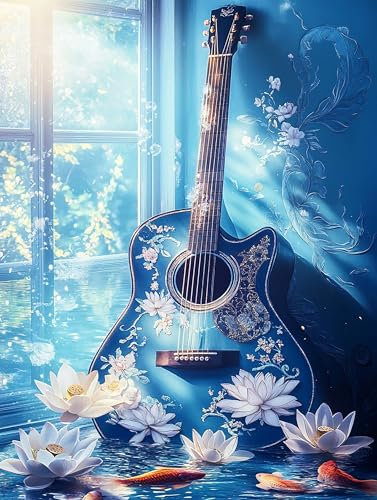 Hoobee 5D DIY Diamond Painting Gitarre, Diamond Painting Bilder Musikinstrument, Diamond Painting Erwachsene, Vollbohrer Stickerei Kreuzstich Kunst Handwerk für Zuhause Wanddekoration 30x40 cm-9