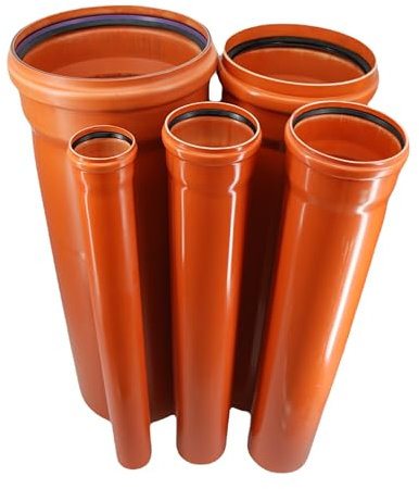 KG Rohr Abwasserrohr aus Kunststoff mit Steckmuffe und Gummidichtring DN400 DN315 DN200 DN160 DN110 Kontrollschacht Schachtrohr (1 Stück Rohr DN110 - Länge 106cm)