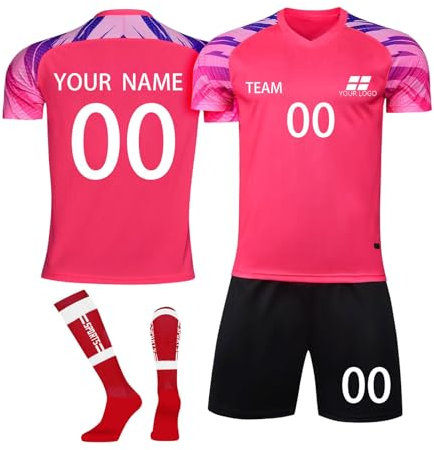 Fussball Trikot Kinder Set Personalisiert mit Namen Fussballtrikot Kinder Jungen Personalisiertes Trikot für Erwachsene Fussball Kleidung Trainingsanzug für Kinder