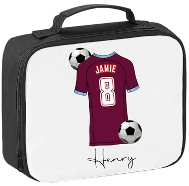 Pickhut Personalised Football Team Shirt & Jersey Kit Lunch Bag Back to School Gift for Kids, Customised with Name/Number/Text Boys Lunch Box (D23)