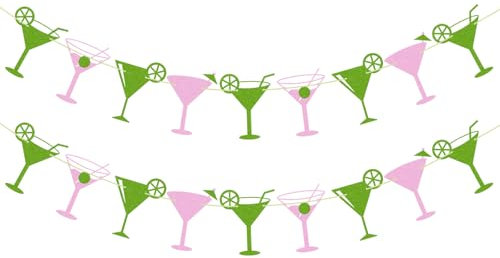 2Pcs Martini Cup Decorations Banners, Martini Cup Party Decorations Gifts Sex and The City Party Decorations Supplies, Martini Birthday Ornaments Hanging Martini Glasses Banners Decor for Party