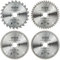 4 Pack - 185mm x 24T 40T 60T 80T TCT Circular Saw Blades x 30mm Bore + 25mm/20mm/16mm Bore Reduction Rings Fits Evolution Bosch Makita Ryobi Dewalt Circular Saws Etc. Fits 190mm Circular Saw
