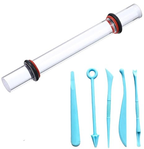 6 Stück Polymer Clay Zubehör, Polymer Clay Tools, Massiver Acryl Ton Roller Antihaftbeschichtung DIY-Rollwerkzeug Zum Modellieren und Formen Von Ton (1 Massive Stange, 5 Ton Skulptur Werkzeuge)