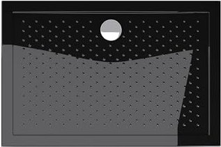 doporro Piatto Doccia Antiscivolo con Piletta 80x120x4cm, Piatto Doccia Lucia02AR in Acrilico incl. Piletta di Scarico (AL02), Forma: Rettangolare, Nero
