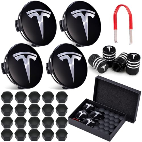 Radkappen-Set für Tesla: LEKEFETO Radkappen-Kit Center für Tesla Model 3 Zubehör, Radmuttern Mutter-Abdeckung mit Tesla-Logo für Model Y Model 3 Model X Model S
