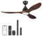 VONLUCE 132 CM Ventilatori da Soffitto in Legno con Luci e Telecomando Ventilatore da Soffitto Intelligente Compatibile con Alexa Google App 3 Pale Reversibili per Camera da Letto Soggiorno Patio