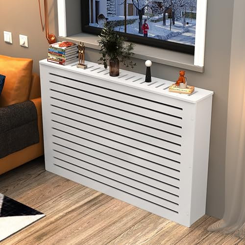 Moderne Heizkörperabdeckung aus Holz, stilvolle Heizungsabdeckung mit Ablage, belüftete Sicherheits-Dampfsperre, dekoratives Rohrventil, Privatsphäre, ideal für Heimdekoration (80 x 80 cm)