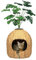 Hidden Cat Litter Box Enclosure Enclosed Cat Litter Tray with Faux Plant, Decorative Handwoven Rattan Round Planter, Carbon Filter for Odor Control, Easy to Clean, in Living Room, Bedroom, Natural