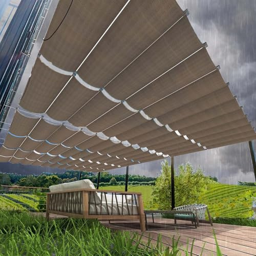 Einziehbar Welle Sonnensegel(Benutzerdefinierte Größen), Sonnenschutz UV-Schutz Wetterfest ohne Bohren Reißfest Schattenabdeckung mit ösen und Seil für Pergola für Balkon und Garten